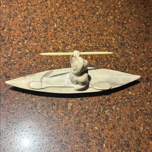 Pearlite Marblecraft Inuit Eskimo on a Canoe Carving